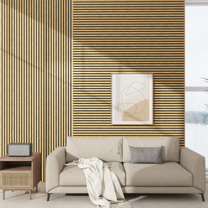 Small Living Room with mix Vantaa Acoustic Panels 60 x 60 and 240 x 60