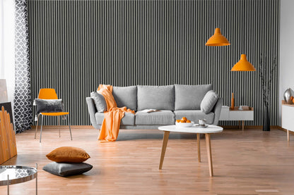 Living Room with Acoustic Panels Vantaa Grey 240 x 60