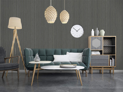 Modern Living Room with Acoustic Panels Vantaa Grey 240 x 60