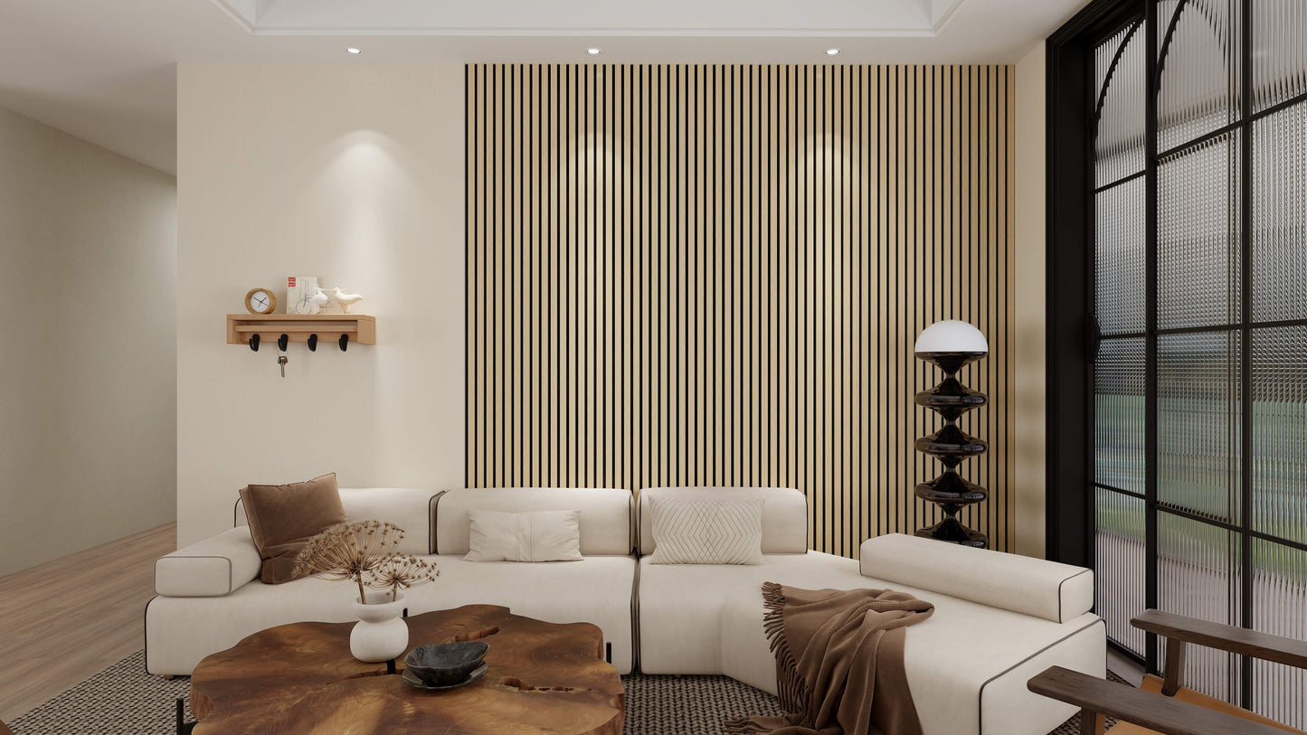 Living Room with Vantaa Acoustic Panels 240x60